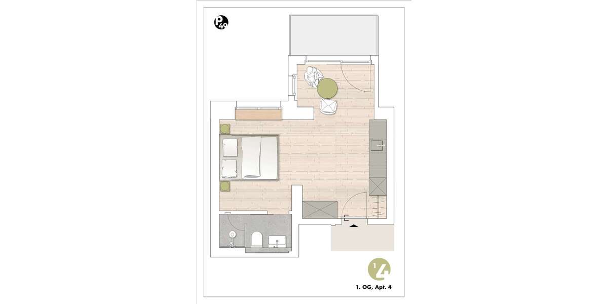Etagenwohnung Stuttgart Stuttgart-Süd - 1 Zimmer, 30 m&sup2;, 1.050&euro; | Angebot:26365259
