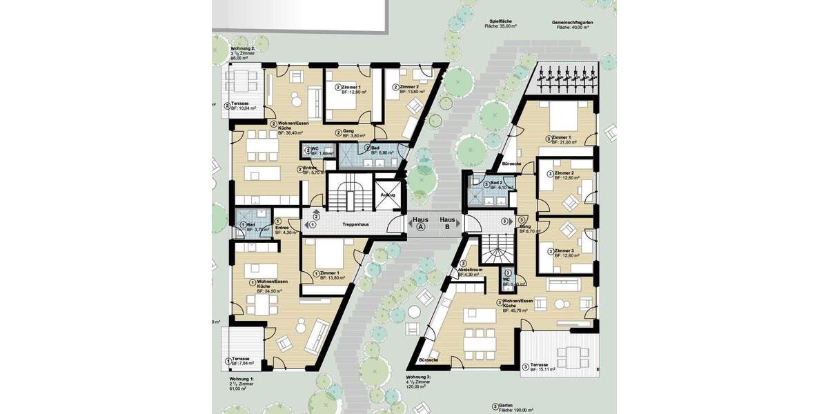 Etagenwohnung Hildrizhausen - 2 Zimmer, 60 m&sup2;, 363.000&euro; | Angebot:23984589