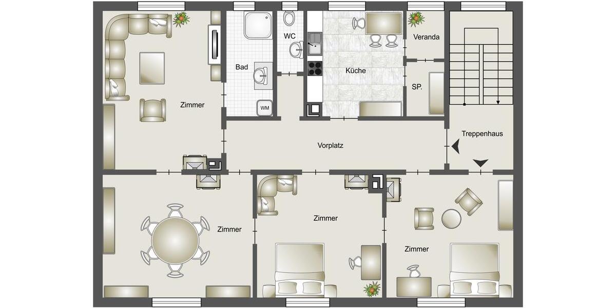 Etagenwohnung Stuttgart Bad Cannstatt - 4 Zimmer, 140 m&sup2;, 1.750&euro; | Angebot:26585778