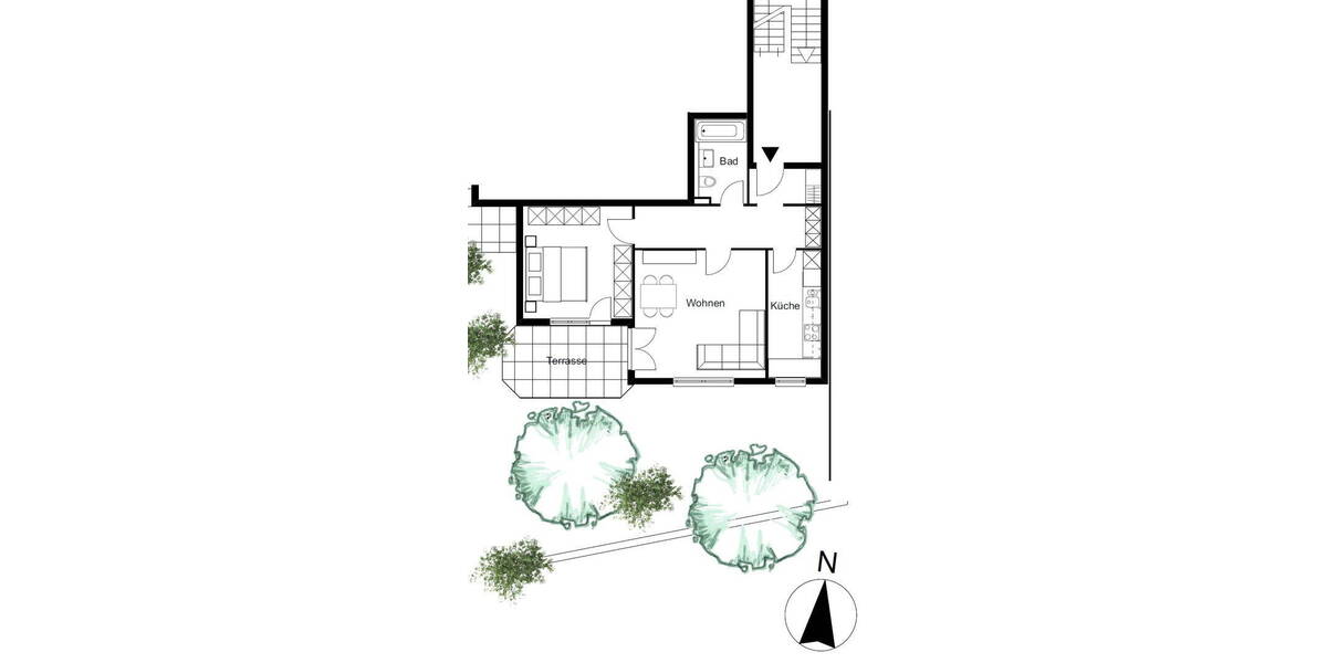 Terrassenwohnung Leonberg - 2 Zimmer, 60 m&sup2;, 255.000&euro; | Angebot:26595302