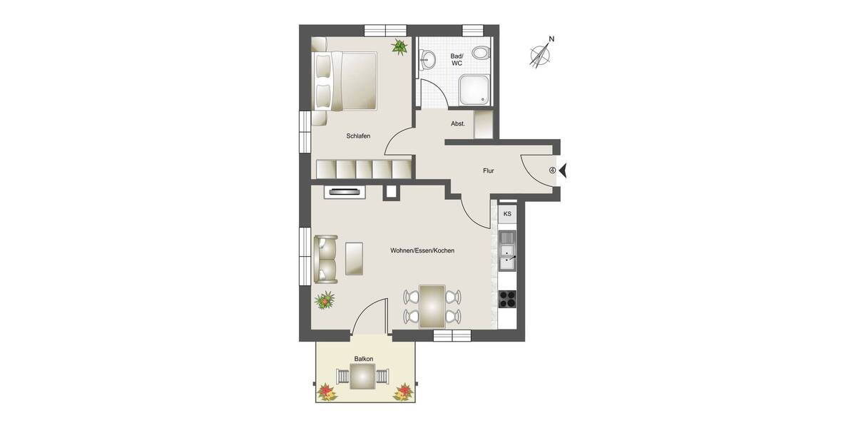 Etagenwohnung Denkendorf - 2 Zimmer, 56 m&sup2;, 338.900&euro; | Angebot:23963415