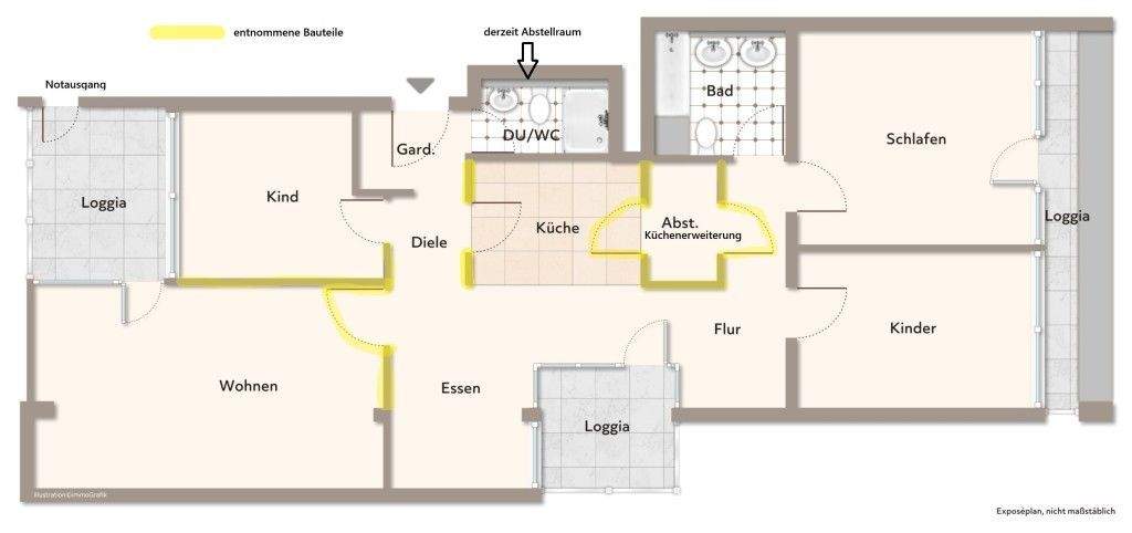 Etagenwohnung Stuttgart Neugereut - 4 Zimmer, 104 m&sup2;, 360.000&euro; | Angebot:24856756