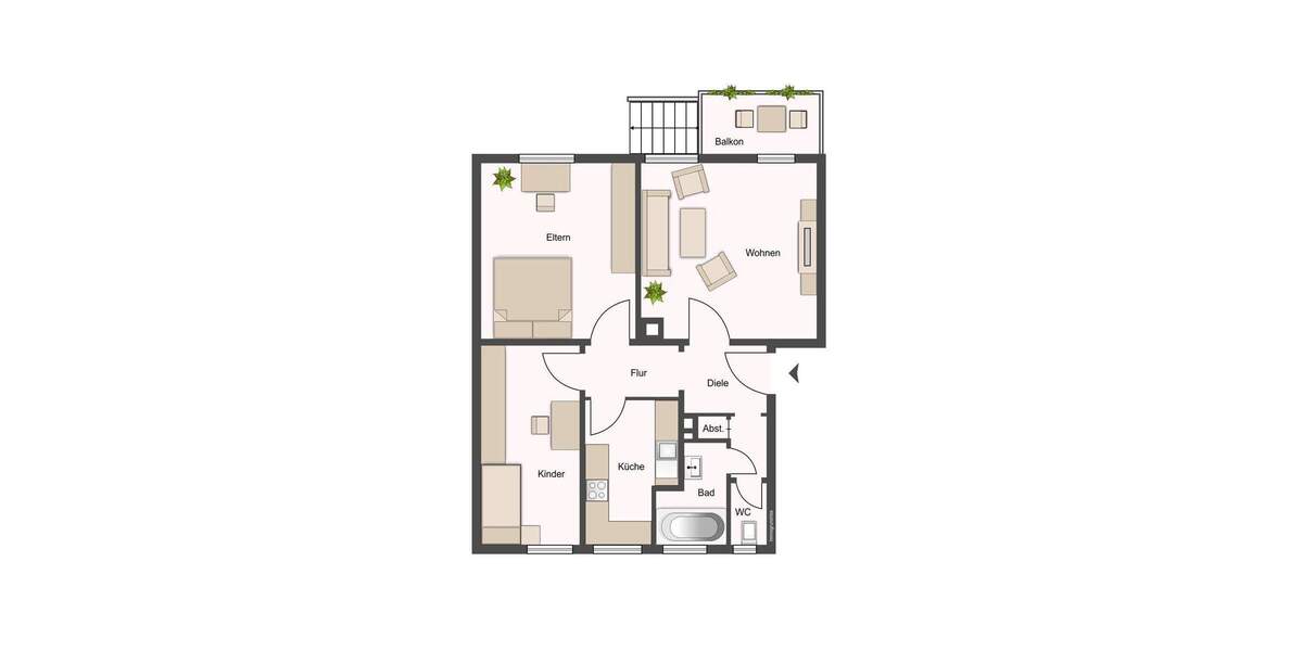 Etagenwohnung Ludwigsburg Oßweil - 3 Zimmer, 58 m&sup2;, 235.000&euro; | Angebot:23776767