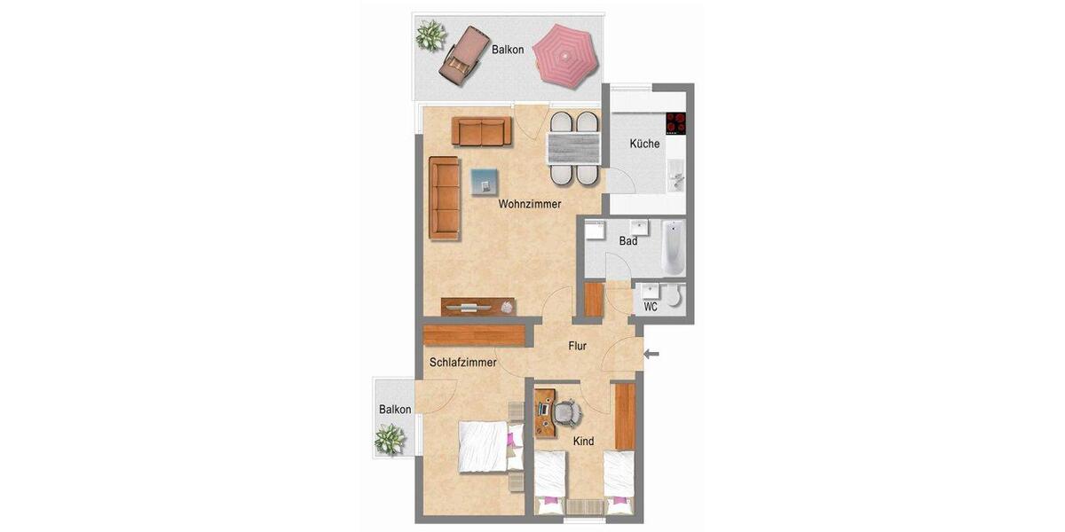 Erdgeschoßwohnung Köngen - 3 Zimmer, 85 m&sup2;, 399.000&euro; | Angebot:26794945