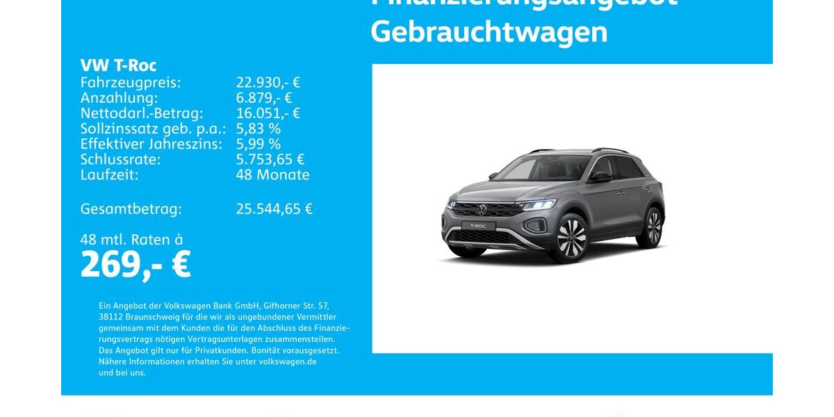 VW T-Roc 26.610 km 22.930 &euro; Stuttgart-Feuerbach 70469