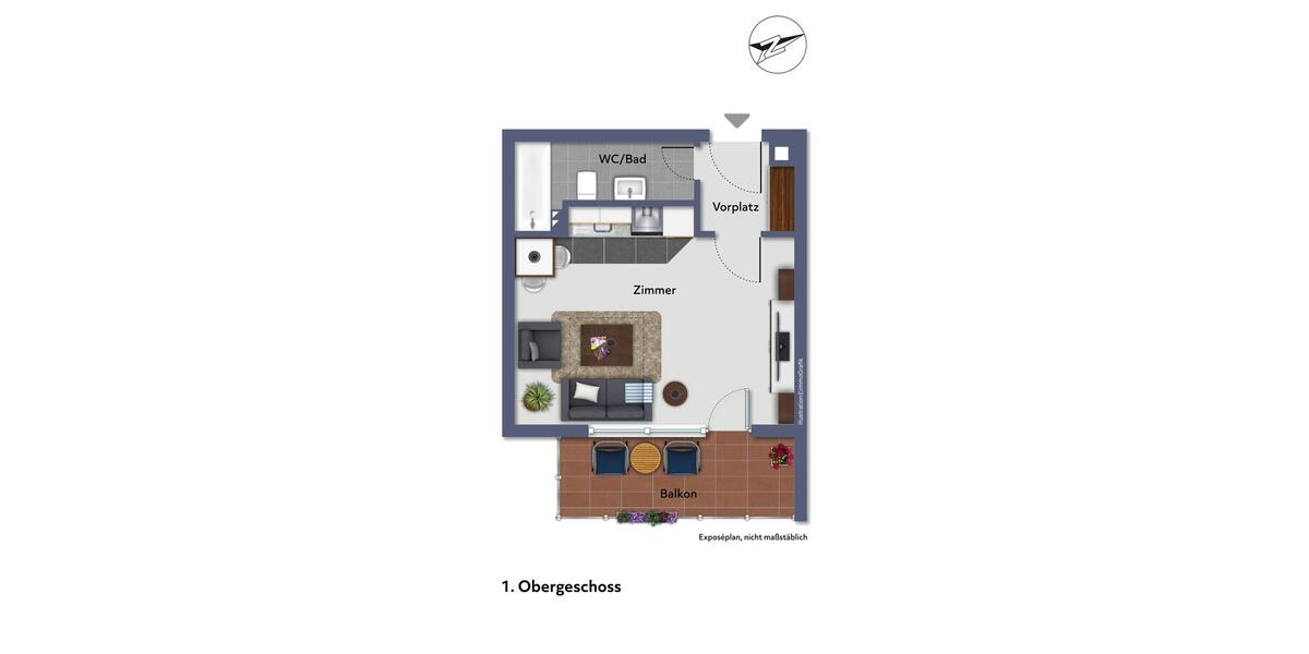 Stilvolle 1-Zimmer-Wohnung mit großem Balkon & neuer Küche in ruhiger Lage von Stuttgart-Wangen 1 zimmer