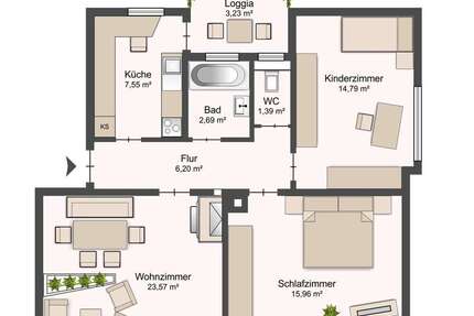 Wohnung Stuttgart / Münster Münster - 3 Zimmer, 74 m&sup2;, 249.000&euro; | Angebot:24815755