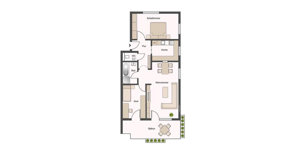 Etagenwohnung Ludwigsburg Neckarweihingen - 3 Zimmer, 77 m&sup2;, 249.000&euro; | Angebot:25142306