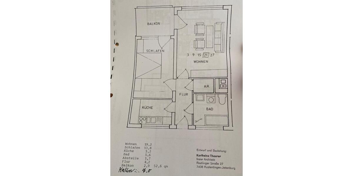 Etagenwohnung Tübingen Lustnau - 2 Zimmer, 53 m&sup2;, 262.000&euro; | Angebot:26325683