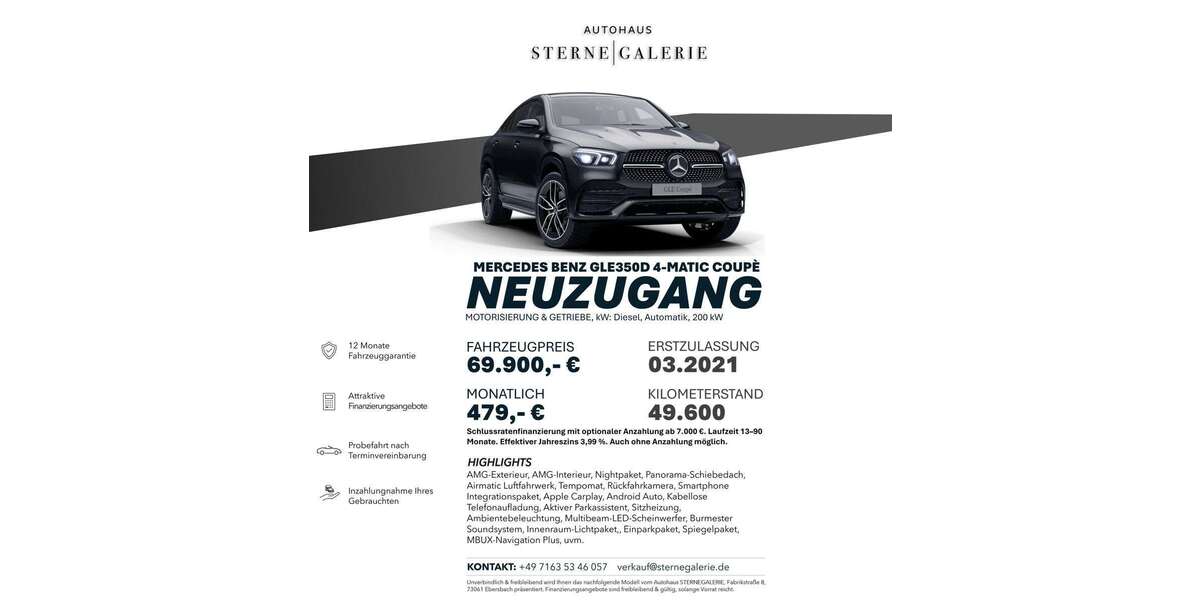 Mercedes-Benz GLE 350 49.300 km 69.900 &euro; Ebersbach an der Fils 73061