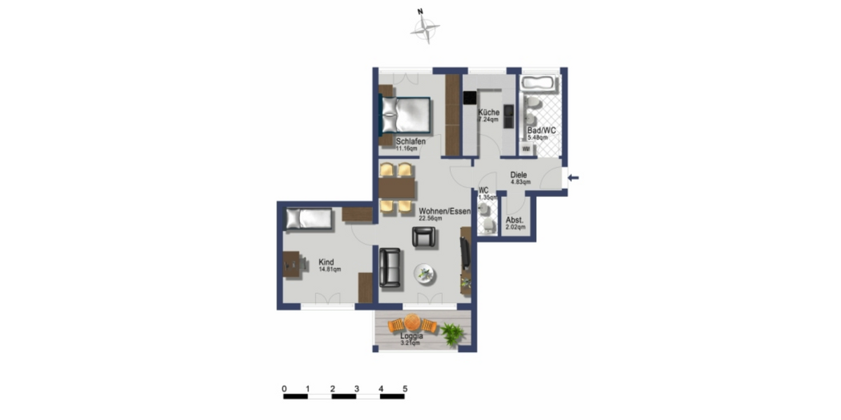 Provisionsfrei, helle 3,5-Zi.-Whg. 74qm mit EBK, Loggia, Gäste-WC und Abstellkammer im Herzen von S-Zuffenhausen, bezugsfrei ab 01.10.2026 - Etagenwohnung Stuttgart Zuffenhausen | Angebot:26963014