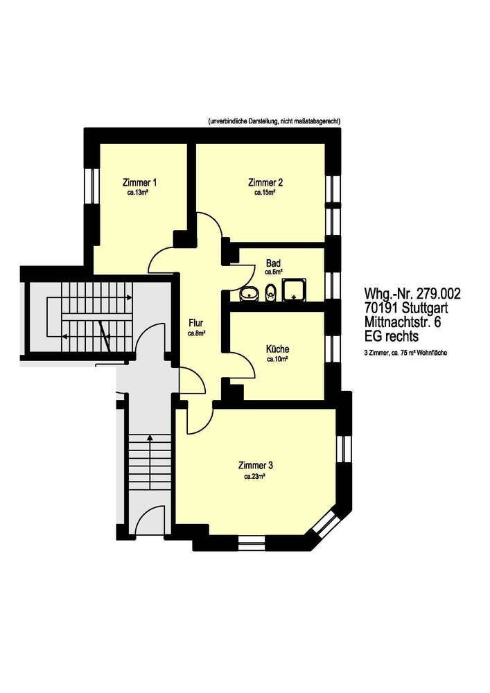 Wohnung zum Mieten in Stuttgart 770 € 75.28 m²