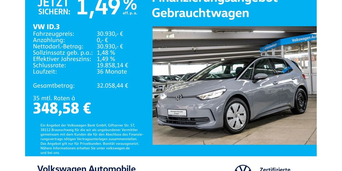 VW ID.3 26.788 km 30.930 &euro; Stuttgart-Wangen 70188