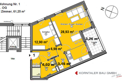 Wohnung Korntal-Münchingen Münchingen - 2 Zimmer, 61 m&sup2;, 932&euro; | Angebot:25256313