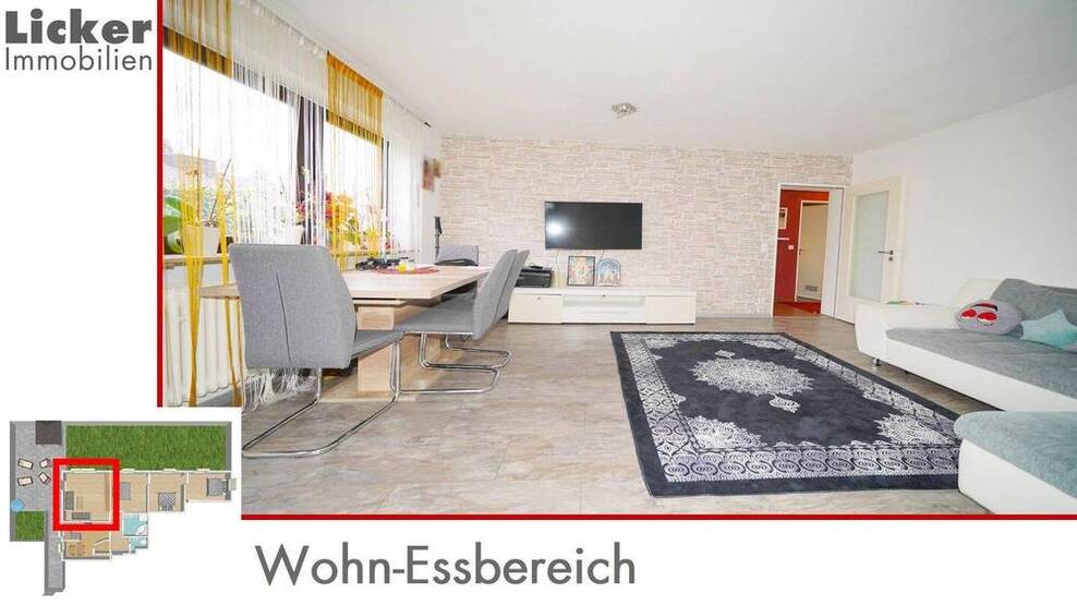 * Gartengeschoss-Whg. mit 130m² Terrassen- und Gartenfläche.