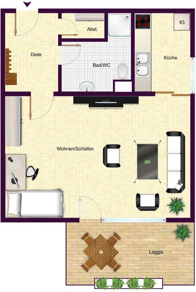 ”Gut geschnittene 1-Zi.-ETW mit Aufzug und Stellplatz in gepflegter Wohngegend von Tamm” 1 zimmer