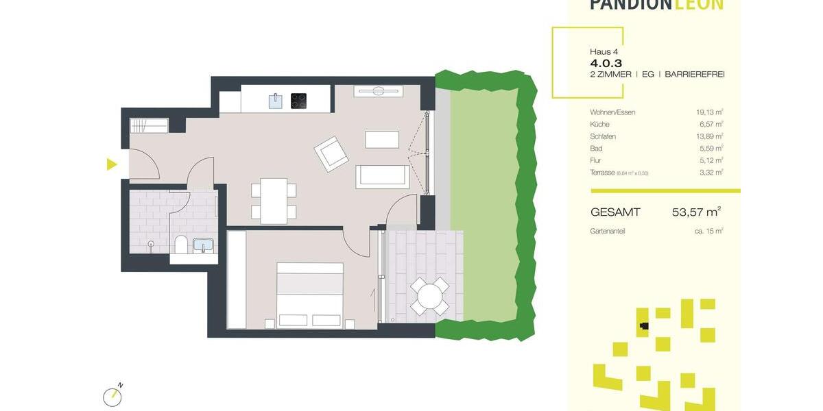 Erdgeschoßwohnung Leonberg - 2 Zimmer, 54 m&sup2;, 980&euro; | Angebot:26337719