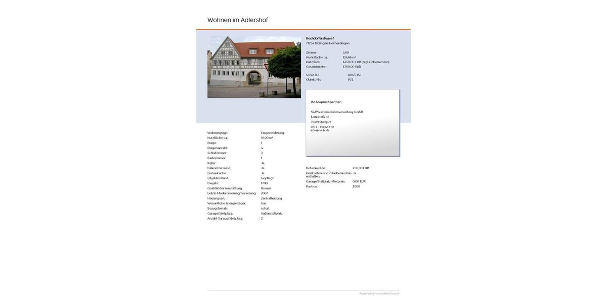 Etagenwohnung Ditzingen - 5 Zimmer, 124 m&sup2;, 1.450&euro; | Angebot:25648731