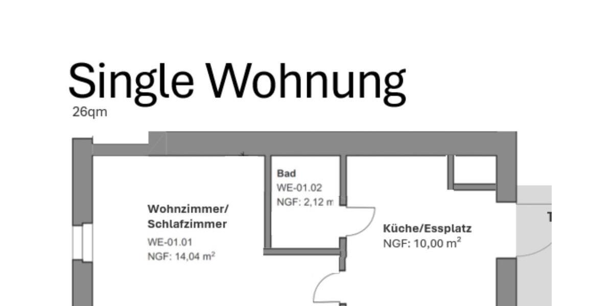 Erdgeschoßwohnung Esslingen am Neckar Oberesslingen - 1 Zimmer, 26 m&sup2;, 690&euro; | Angebot:26326735