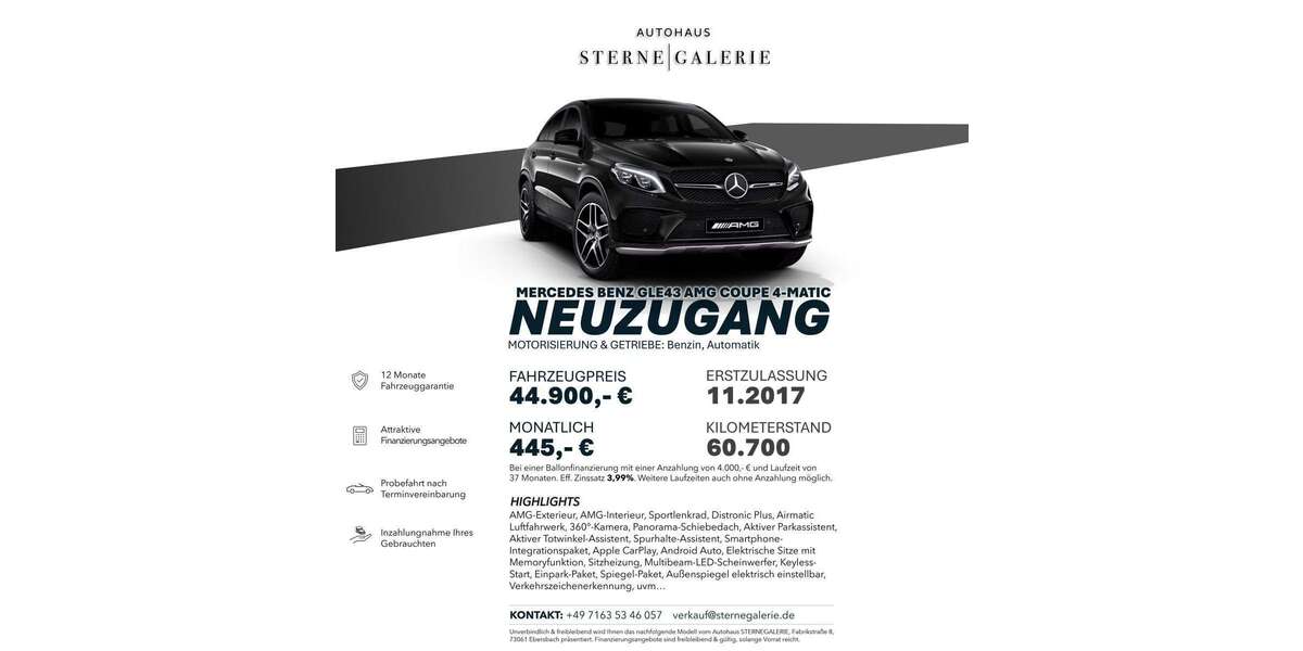 Mercedes-Benz GLE 43 AMG 60.700 km 44.900 &euro; Ebersbach an der Fils 73061