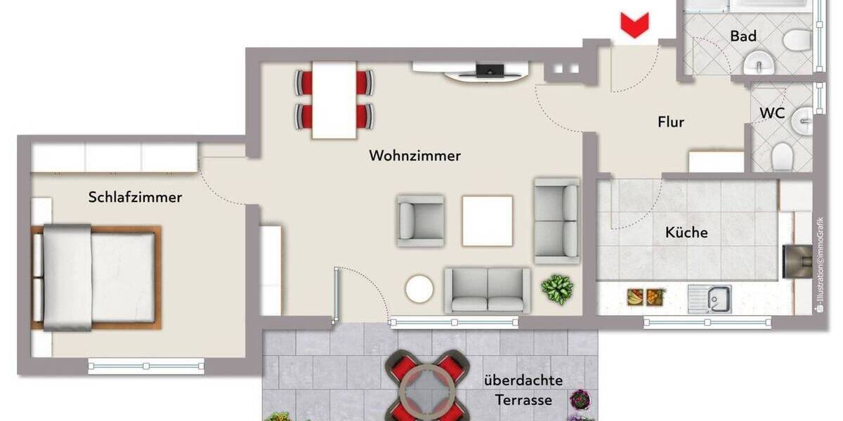 Etagenwohnung Leonberg Gebersheim - 2 Zimmer, 59 m&sup2;, 179.000&euro; | Angebot:26393391