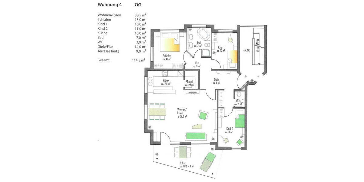 Etagenwohnung Wolfschlugen - 4 Zimmer, 114 m&sup2;, 590.000&euro; | Angebot:26155495