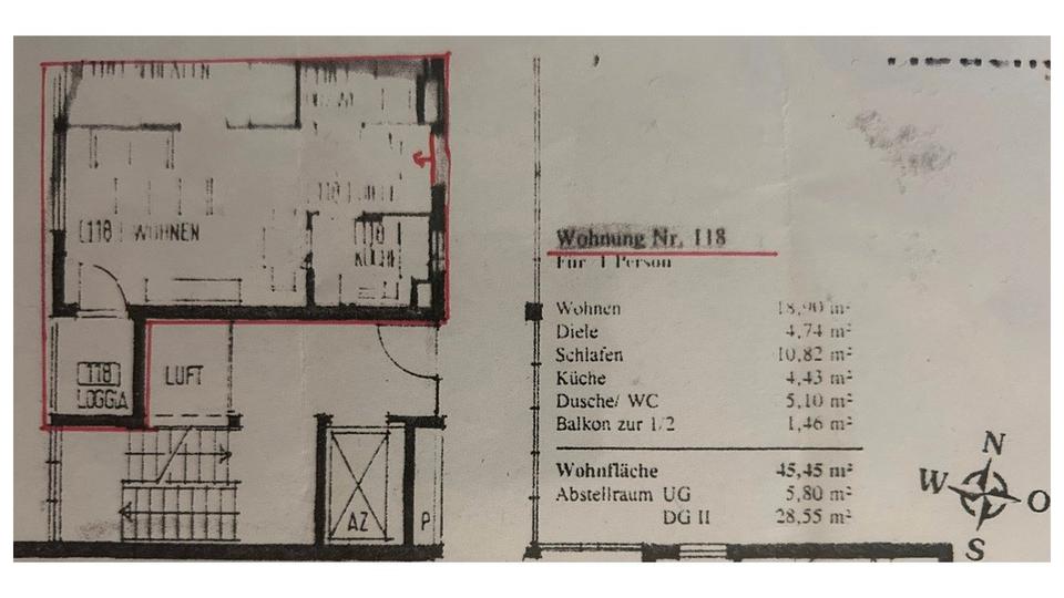 Etagenwohnung Altbach - 2 Zimmer, 45 m&sup2;, 225.000&euro; | Angebot:26941695