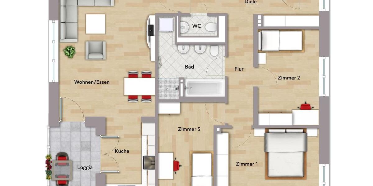 Erdgeschoßwohnung Leonberg - 4 Zimmer, 101 m&sup2;, 1.822&euro; | Angebot:23714099