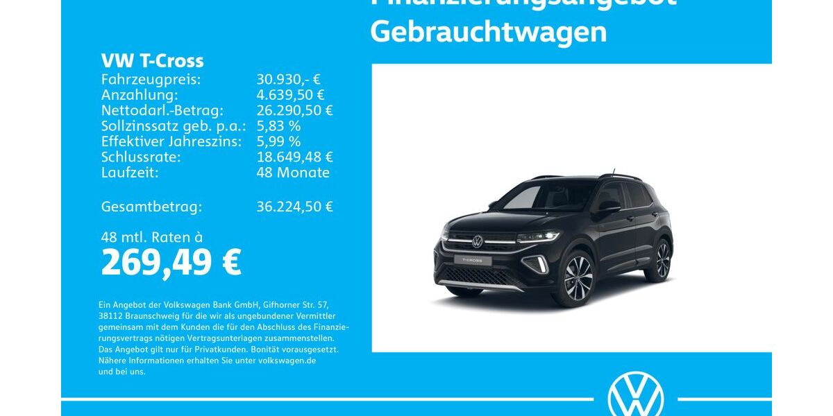 VW T-Cross 1.505 km 30.430 &euro; Stuttgart-Wangen 70188