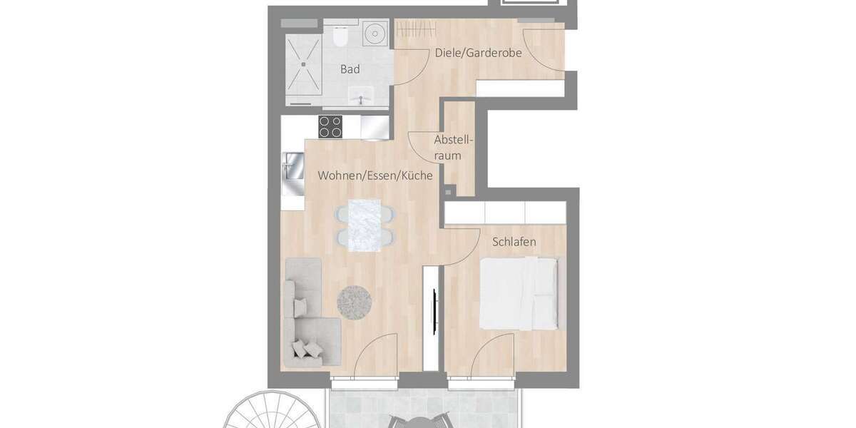 Etagenwohnung Besigheim - 2.5 Zimmer, 60 m&sup2;, 1.090&euro; | Angebot:26313418