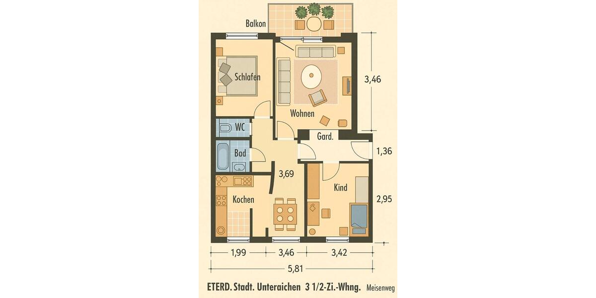Erdgeschoßwohnung Leinfelden-Echterdingen Echterdingen - 3.5 Zimmer, 74 m&sup2;, 299.000&euro; | Angebot:26892021