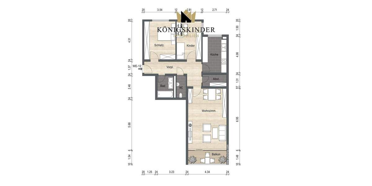 Etagenwohnung Waiblingen Beinstein - 3 Zimmer, 92 m&sup2;, 379.000&euro; | Angebot:23854293