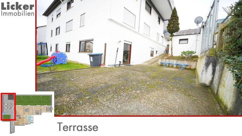 * Gartengeschoss-Whg. mit 130m² Terrassen- und Gartenfläche.