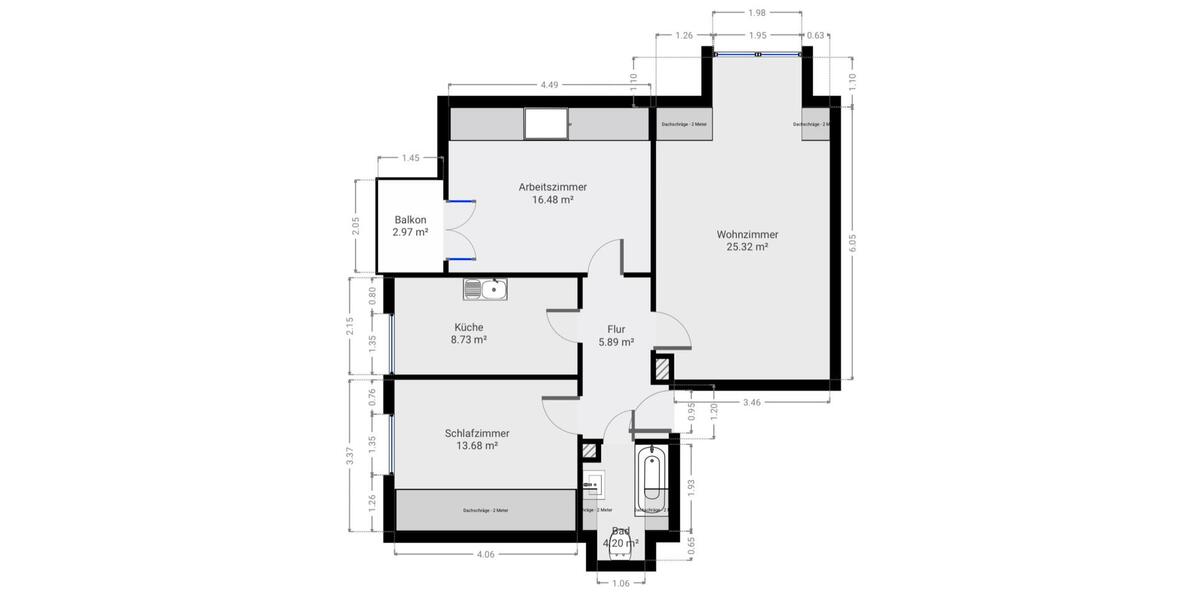 Dachgeschoßwohnung Stuttgart Sillenbuch - 3 Zimmer, 71 m&sup2;, 285.000&euro; | Angebot:26446266