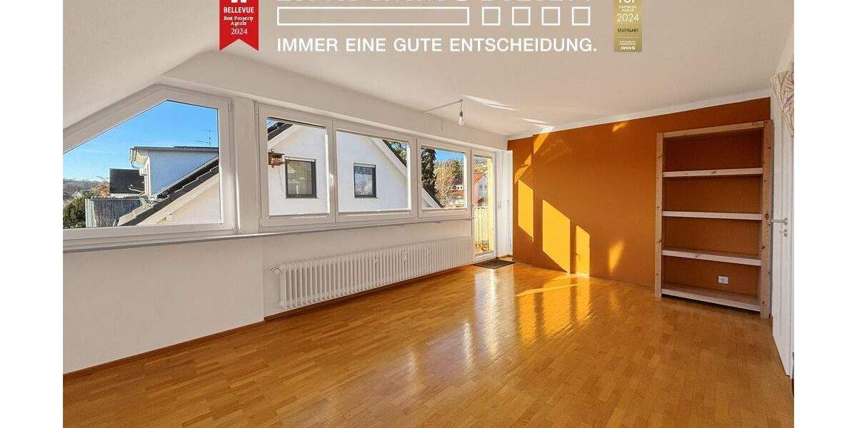 S-Feuerbach: Lichtdurchflutete 2-Zimmer-Dachgeschosswohnung mit Sonnenbalkon und Gartenanteil! 2 zimmer