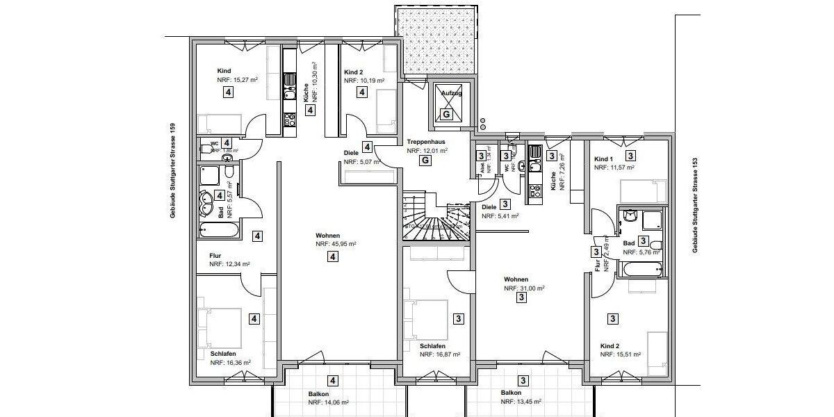 Etagenwohnung Fellbach - 3 Zimmer, 105 m&sup2;, 1.463&euro; | Angebot:26296416