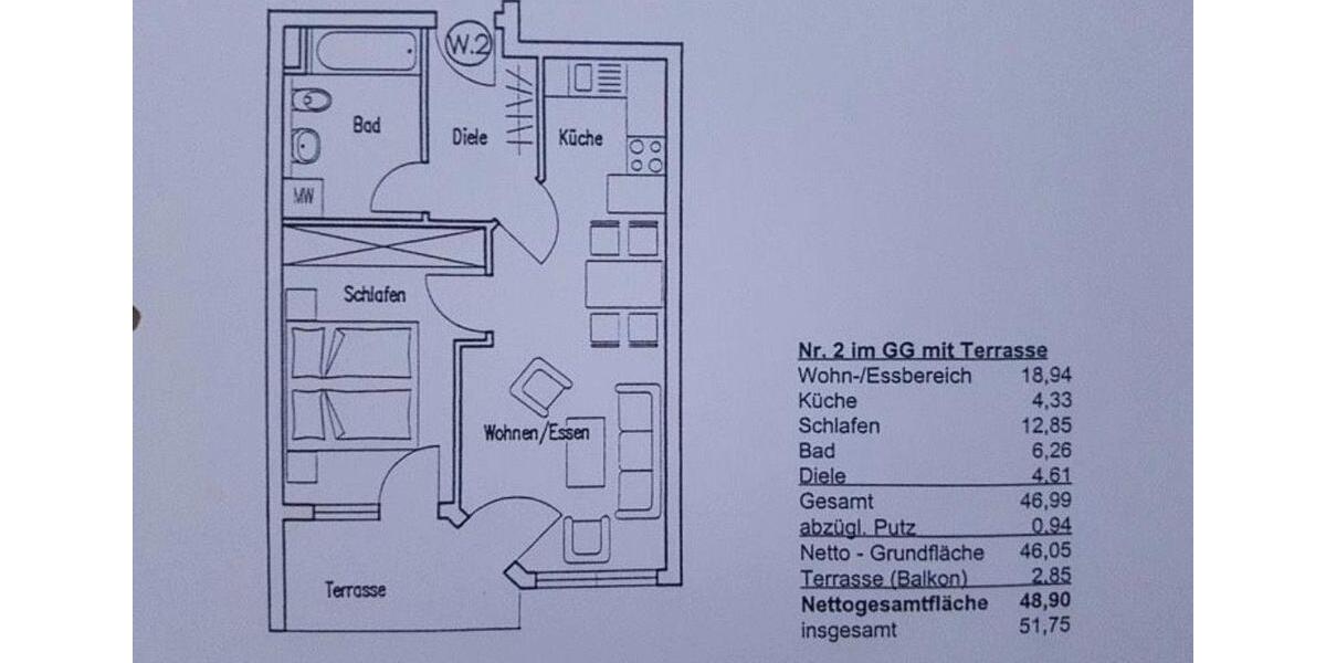Erdgeschoßwohnung Stuttgart Feuerbach - 2 Zimmer, 49 m&sup2;, 279.000&euro; | Angebot:26270866