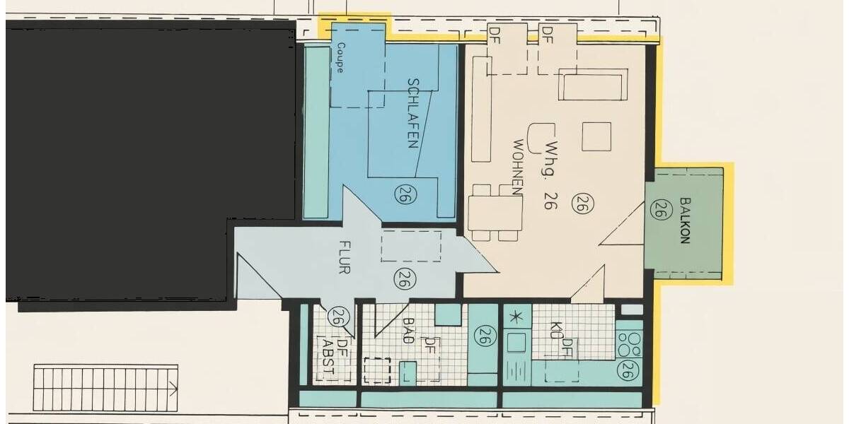 Etagenwohnung Pleidelsheim - 2 Zimmer, 56 m&sup2;, 195.000&euro; | Angebot:25730873