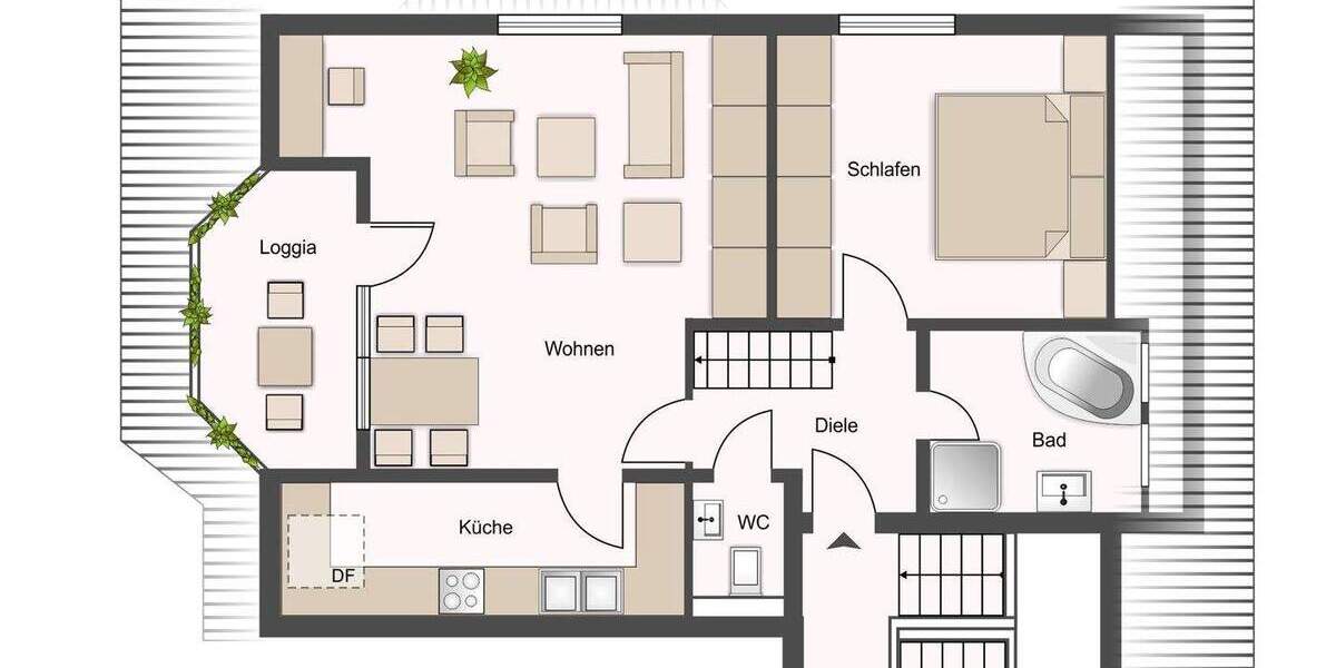 Etagenwohnung Stuttgart Heumaden - 3 Zimmer, 71 m&sup2;, 345.000&euro; | Angebot:25697778