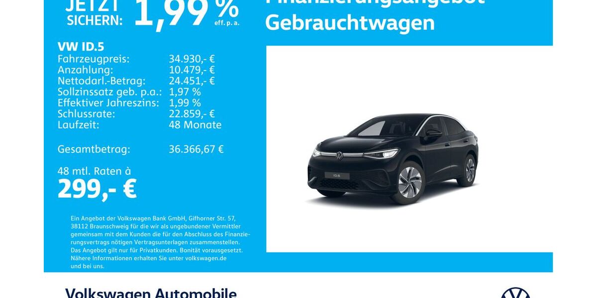 VW ID.5 5.217 km 34.330 &euro; Stuttgart-Feuerbach 70469