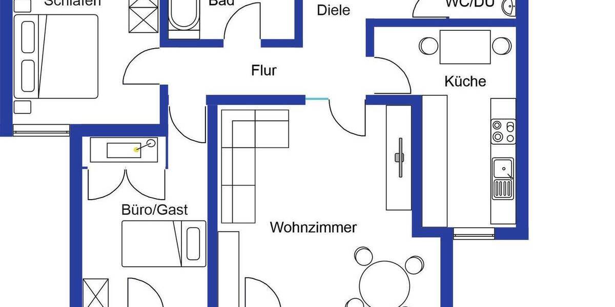 Etagenwohnung Böblingen Dagersheim - 3 Zimmer, 88 m&sup2;, 335.000&euro; | Angebot:26259211