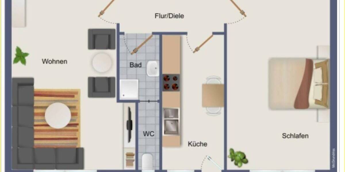 Etagenwohnung Stuttgart Süd - 2 Zimmer, 48 m&sup2;, 265.000&euro; | Angebot:25957485