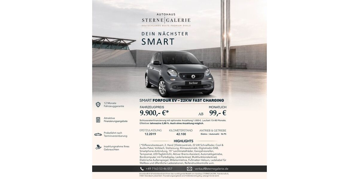 Smart ForFour 42.100 km 9.900 &euro; Ebersbach an der Fils 73061