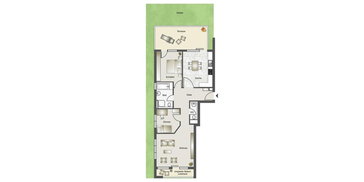 Erdgeschoßwohnung Stuttgart Stuttgart-Ost - 3.5 Zimmer, 97 m&sup2;, 1.500&euro; | Angebot:26675981