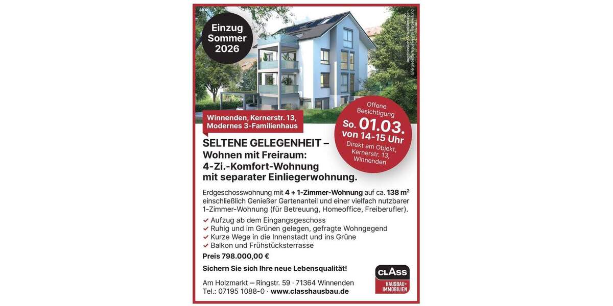 Etagenwohnung Winnenden - 5 Zimmer, 137 m&sup2;, 780.000&euro; | Angebot:25265692