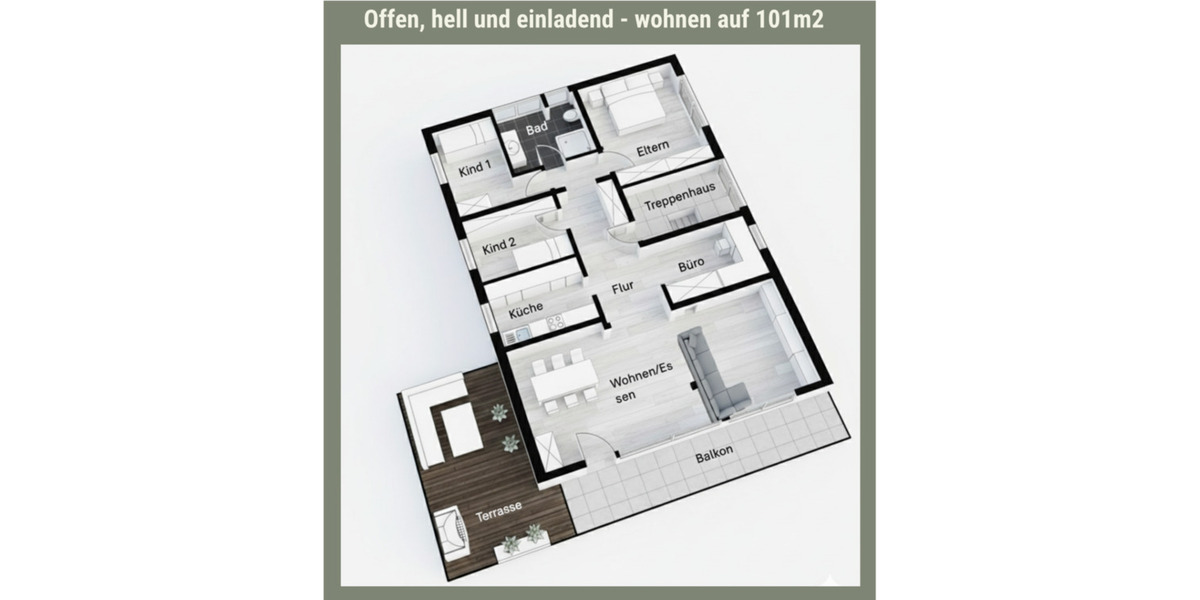 Helle 4½ Zimmer-Wohnung mit Terasse, inkl.Garage *PROVISIONSFREI* 4.5 zimmer