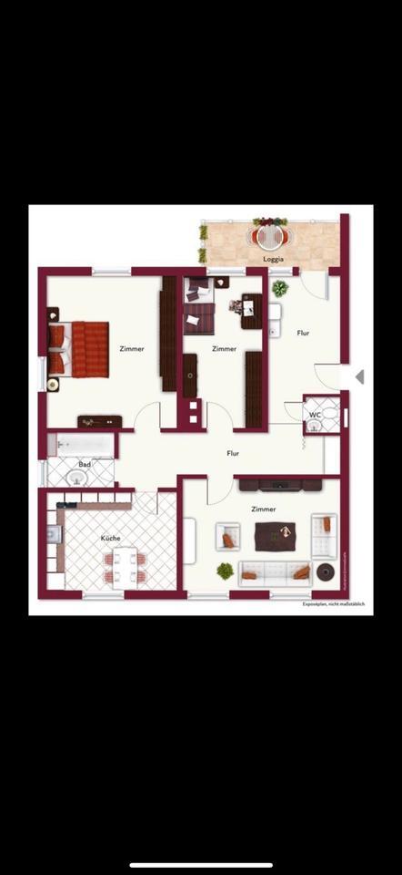 3 Zimmer mit Balkon 67 qm ohne markler