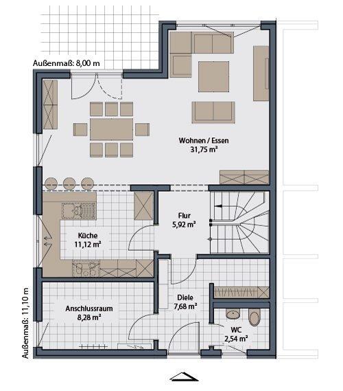 Doppelhaushälfte Frickenhausen - 4 Zimmer, 127 m&sup2;, 1.940&euro; | Angebot:25043231