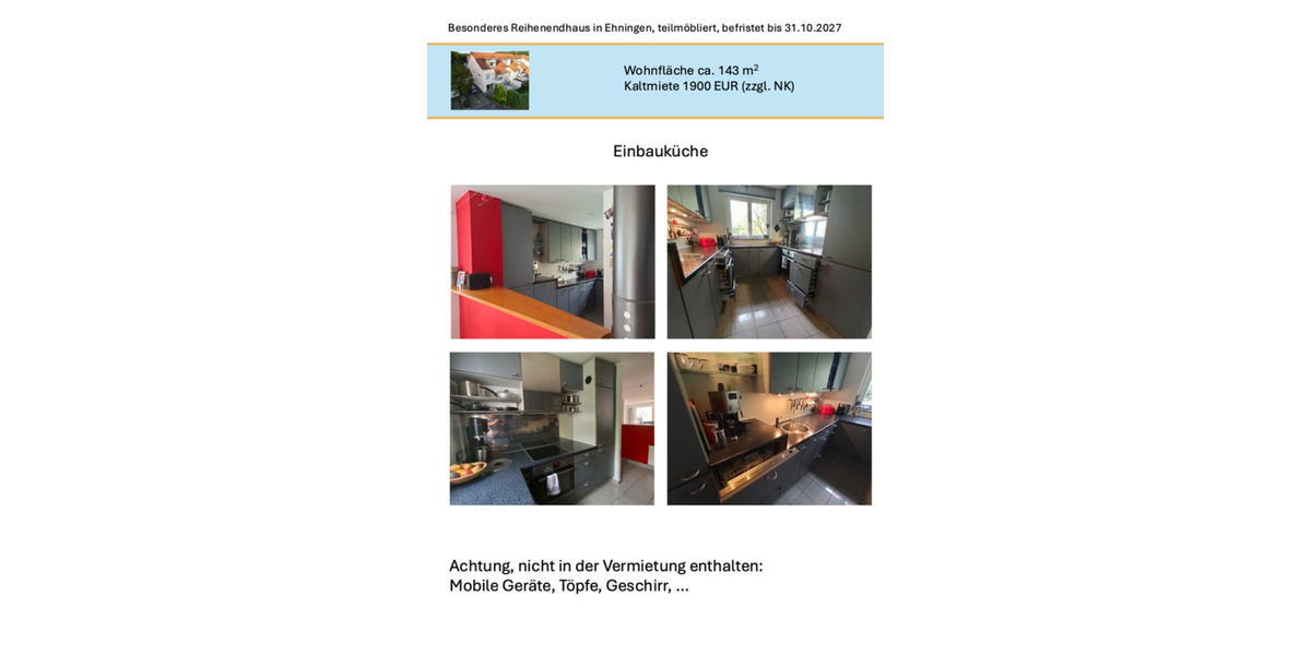 Reihenhaus Ehningen - 5 Zimmer, 143 m&sup2;, 1.900&euro; | Angebot:24645863