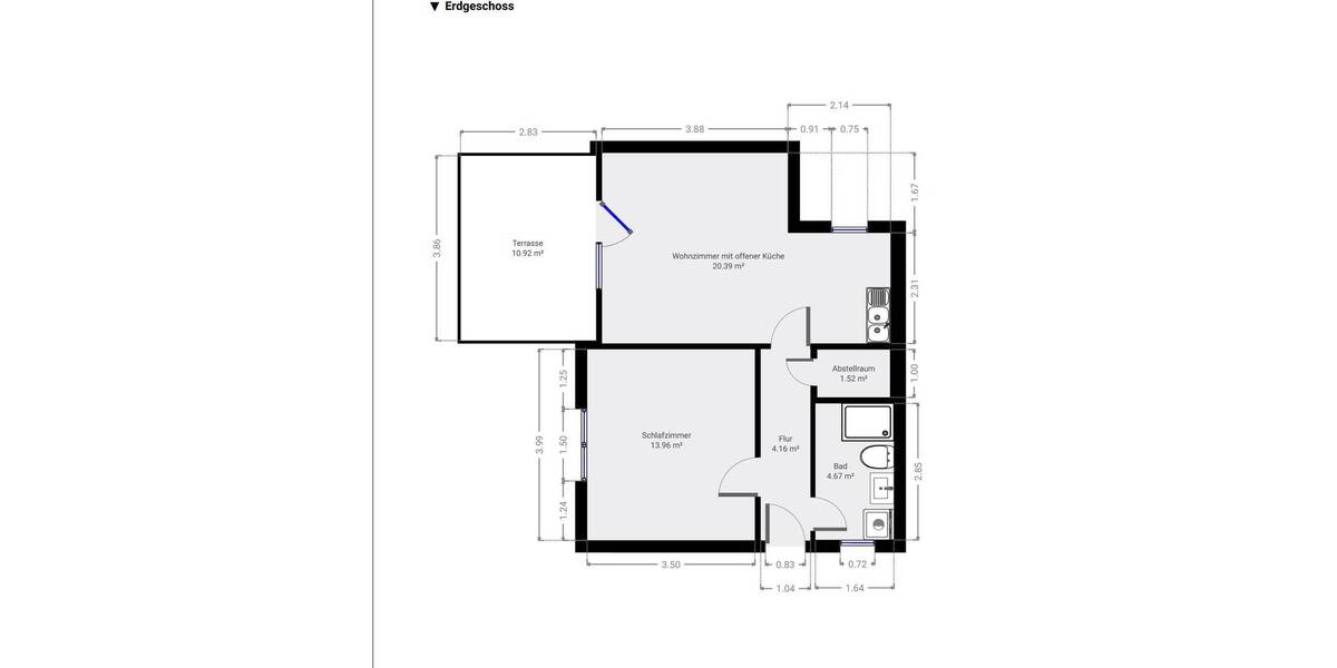 Etagenwohnung Leonberg Eltingen - 2 Zimmer, 47 m&sup2;, 910&euro; | Angebot:26723393